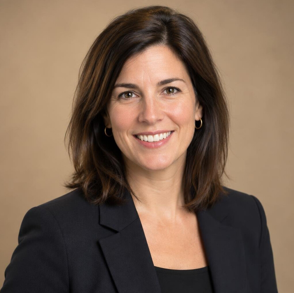 Portrait of a smiling businesswoman with dark hair